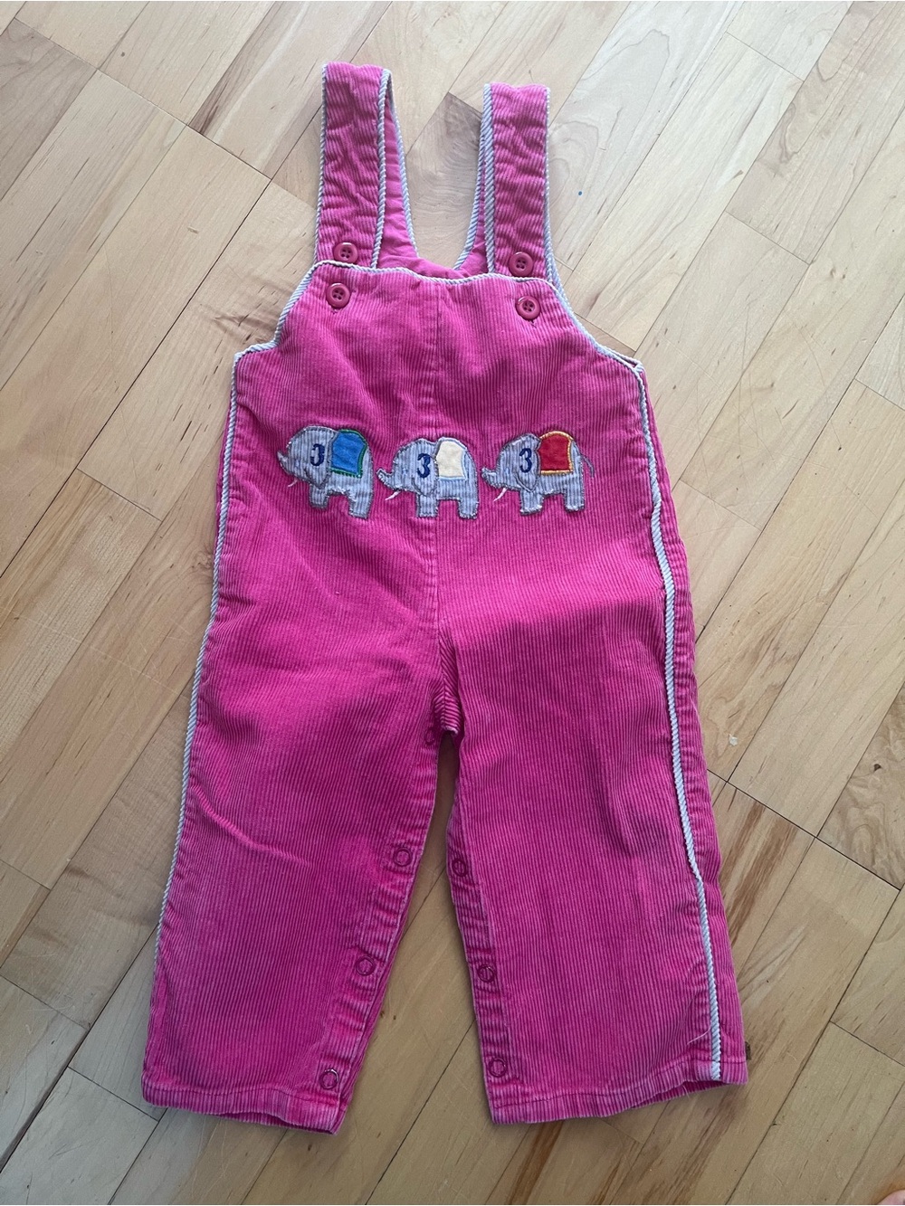 Vintage Girls Pink Corduroy Elephant Popsicle Overalls | 18 Mth